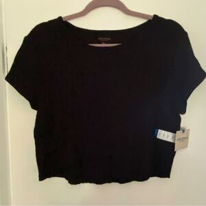 NWT - Arizona Jean Co. Cropped Ribbed Top Black XX Large
